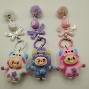 Colorful Monster Keychain Trio